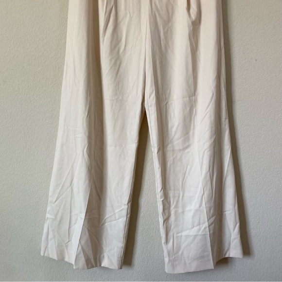 Zara Cream Tan Wide Leg High Waist Full Length Pants Size Large - Picture 3 of 14